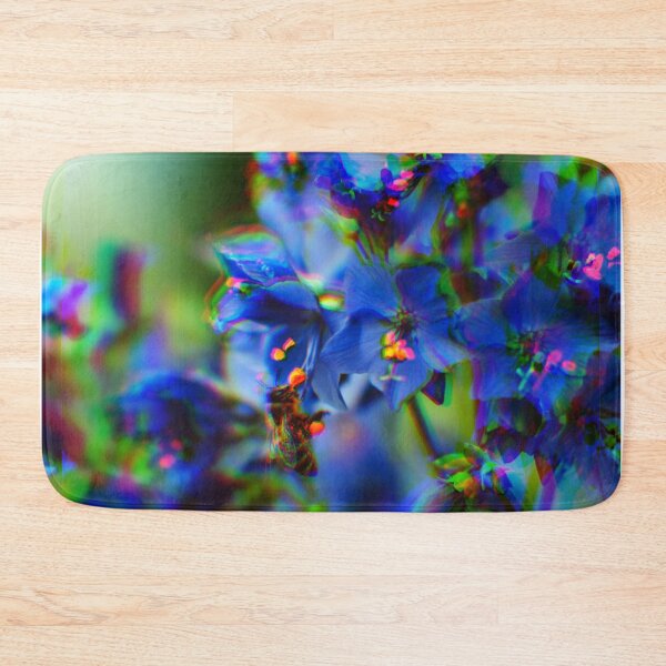 Item preview, Psychedelic Bee On Blue Flowers  designed and sold by Stonio.