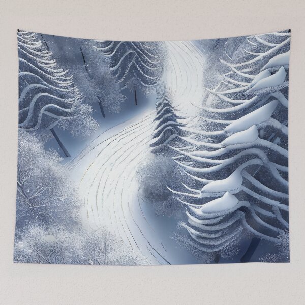 Item preview, Beautiful Snow Covered Rural Dirt Road in Winter Digital Painting designed and sold by CodeAndColors.