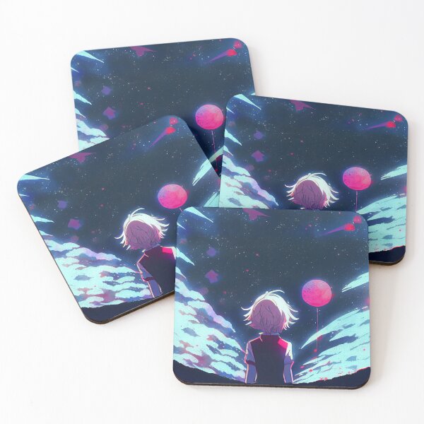 Item preview, Anime Scene of Boy Watching Big Balloon in Space Digital Painting designed and sold by CodeAndColors.