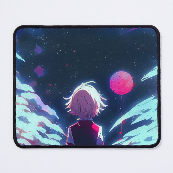 Item preview, Anime Scene of Boy Watching Big Balloon in Space Digital Painting designed and sold by CodeAndColors.