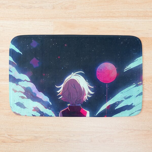 Item preview, Anime Scene of Boy Watching Big Balloon in Space Digital Painting designed and sold by CodeAndColors.