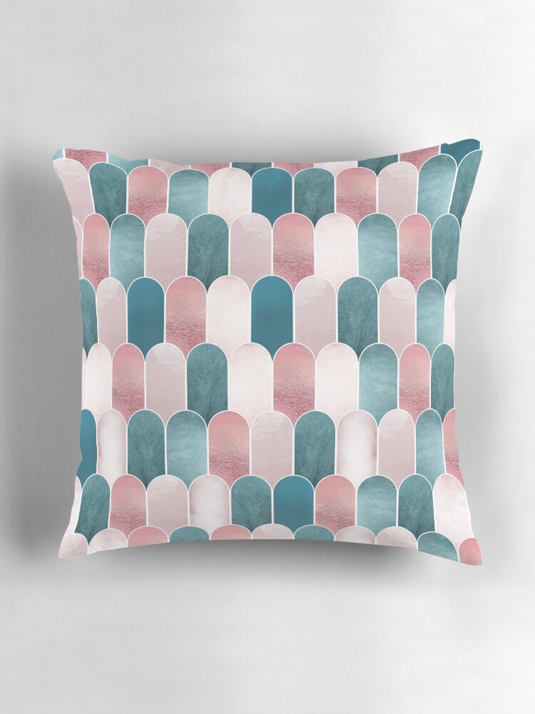 Mid Century Arches in Blush Pink and Teal