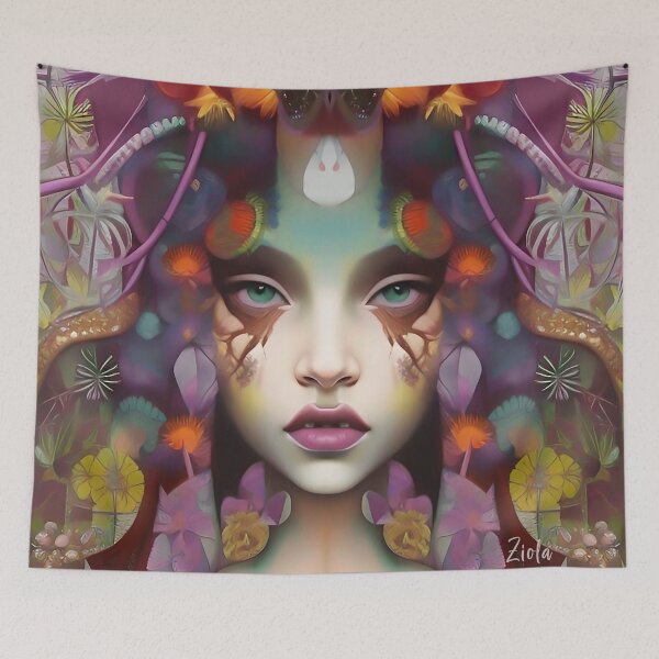 Item preview, Hippie chick design enchanting floral girl designed and sold by ZiolaRosa.