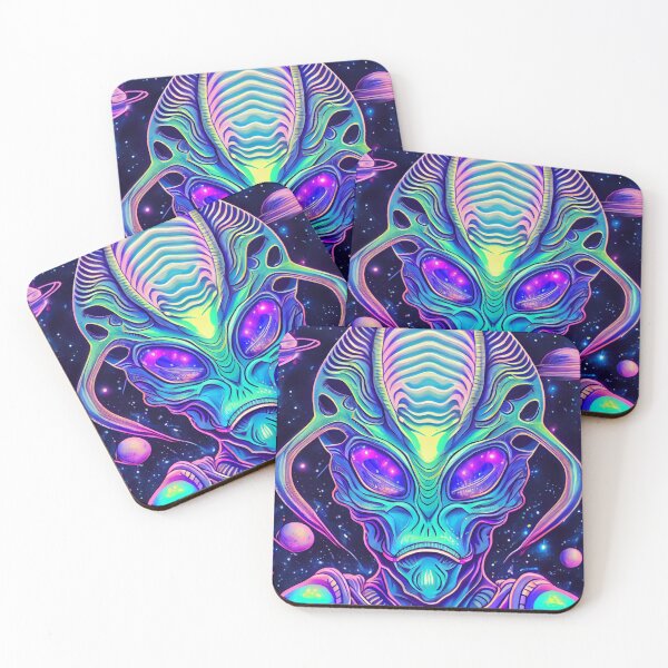 Item preview, Cool Bright Alien Portrait in Space Digital Painting designed and sold by CodeAndColors.