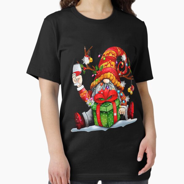Item preview, Christmas Gnome Drinking Wine For Men And Women T-shirt Graphic Tee Festive T-shirt Xmas Gift Premium Top Plus Size Available-standard-scale-6_00x-gigapixel designed and sold by McCaffrey584.