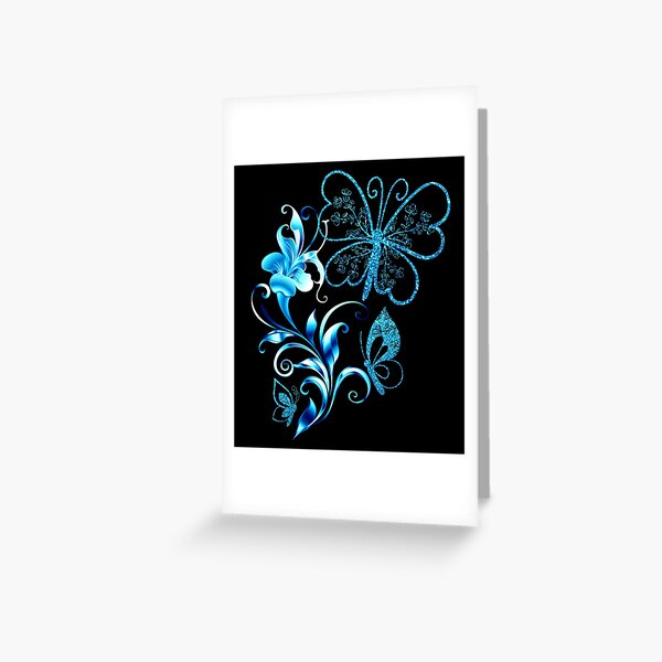 Item preview, Butterflies with flower embellishment; blue version designed and sold by mbuz90.