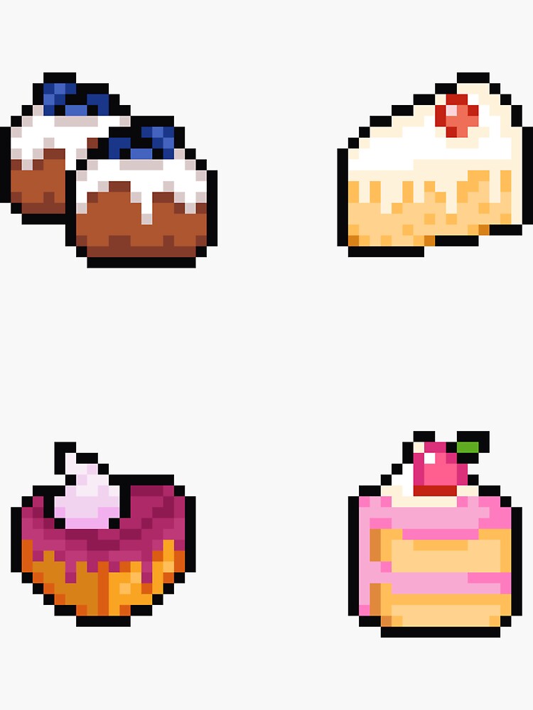 Pixel Art Dessert Set 2 Sticker For Sale By Roundmonkey Redbubble