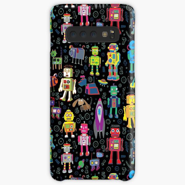 Robots in Space - black - fun pattern by Cecca Designs Samsung Galaxy Snap Case