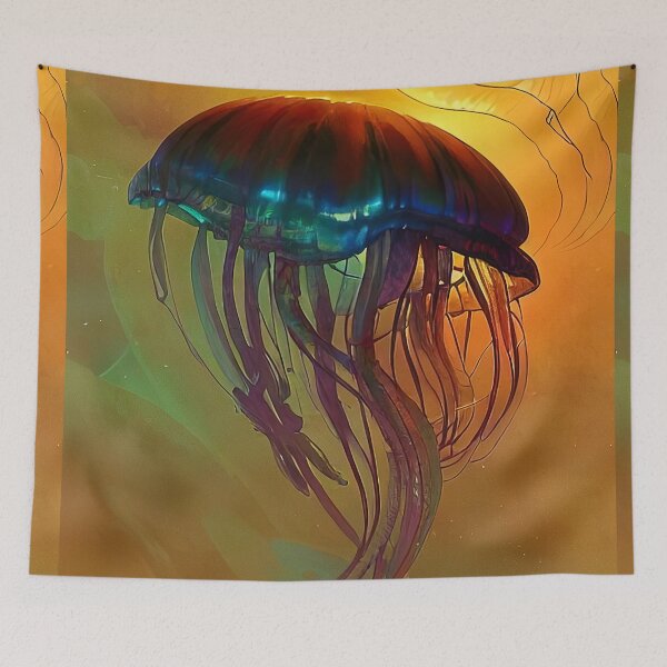 Item preview, Glowing Jelly fish water color painting designed and sold by SinghVillasra.