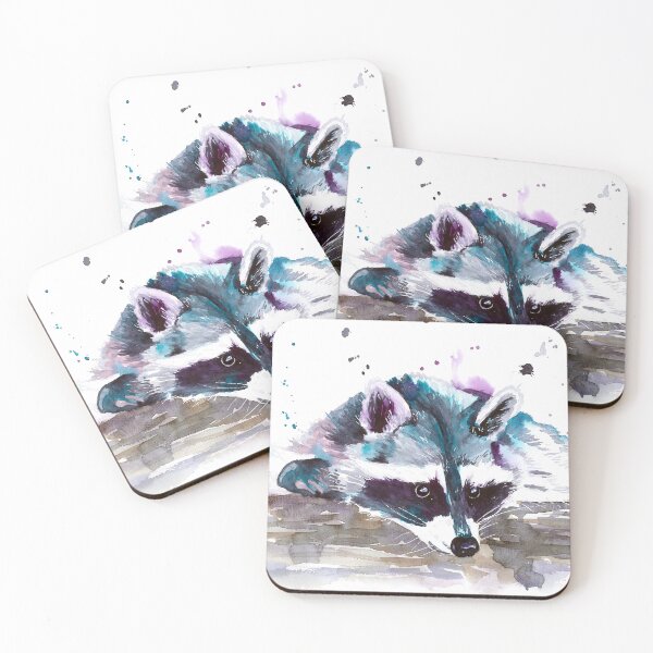 Item preview, Curious watercolor raccoon designed and sold by MiraMalt.