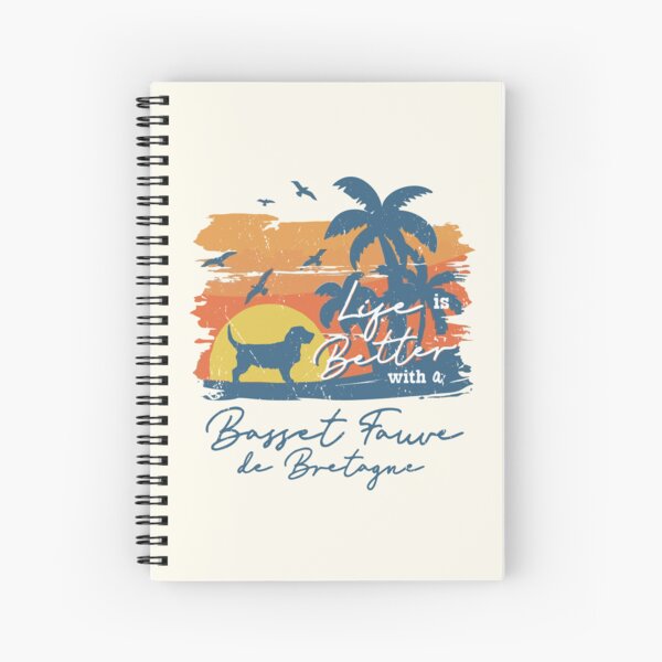 Aperçu de l'œuvre Life is Better With Basset Fauve de Bretagne Beach Sunset Retro Vintage créée et vendue par rafaeltto.