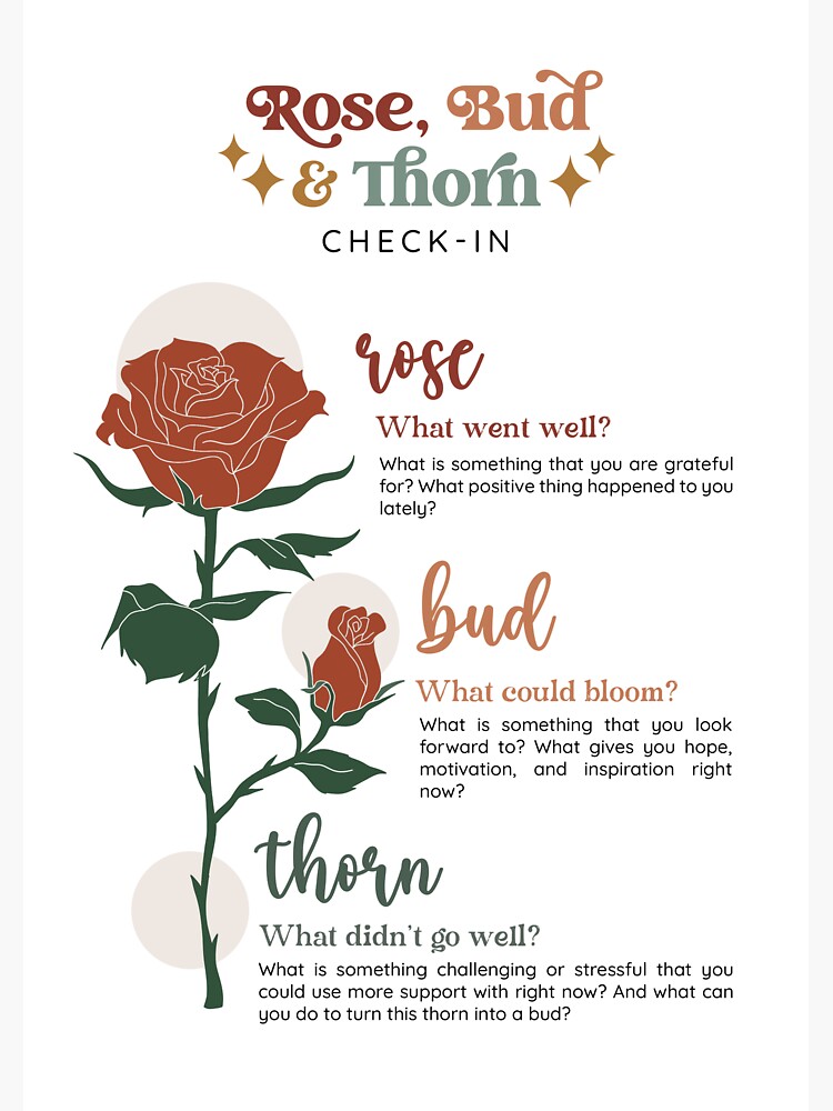 "Rose Bud and Thorn CheckIn" Sticker for Sale by PKindThoughts Redbubble