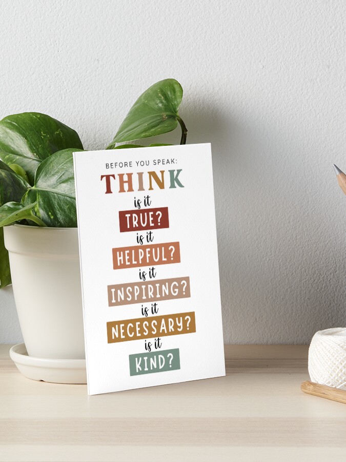  think acronym art board print for sale by plant kind thoughts redbubble