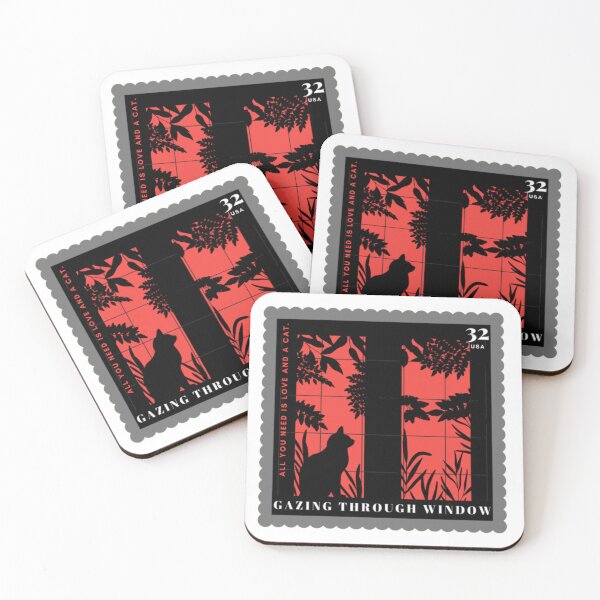 Item preview, cat gazing through window , Postage stamp designed and sold by Pratyush1111.