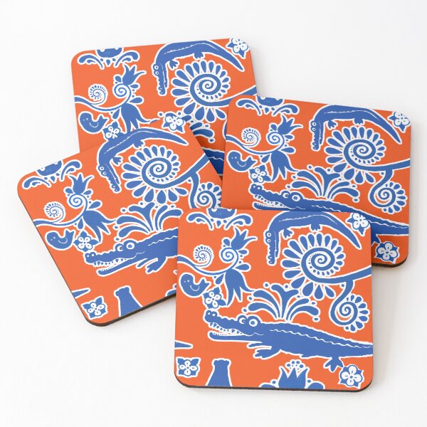 Item preview, Gator Toile Orange and Blue designed and sold by jwintercollins.