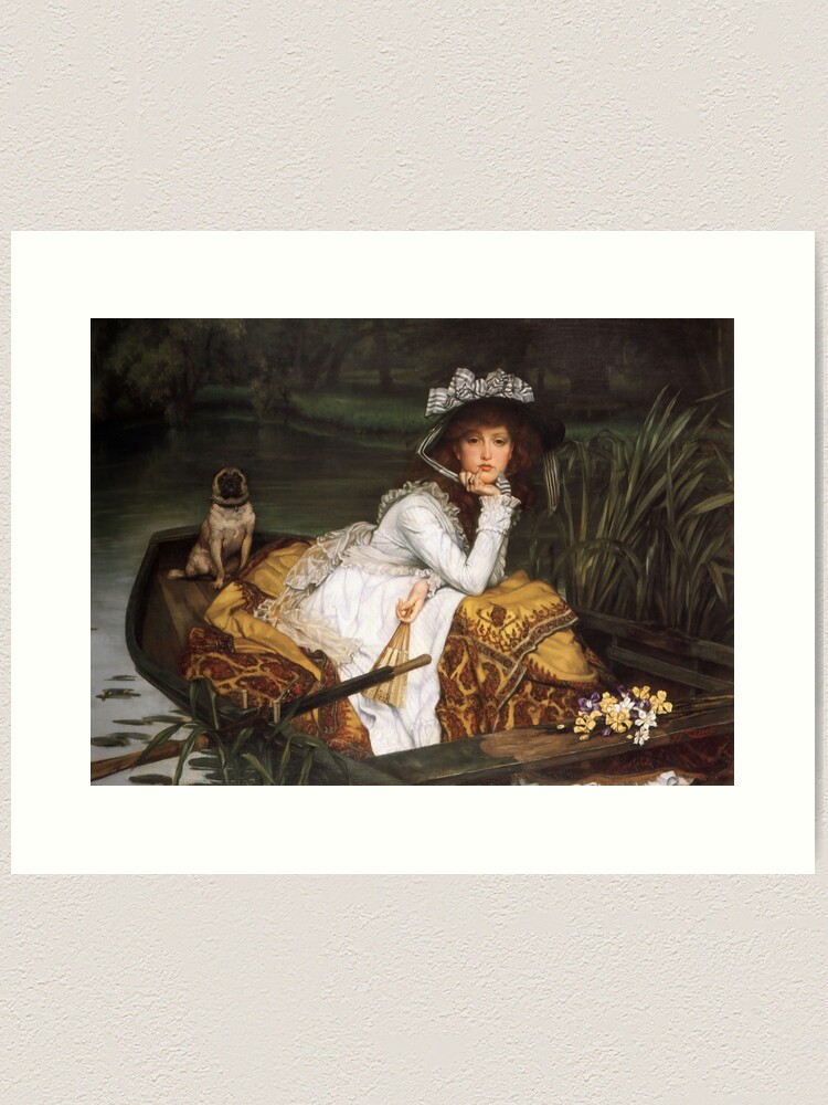 Vintage James Tissot Lady in a Boat 1870 Fine Art Art Print