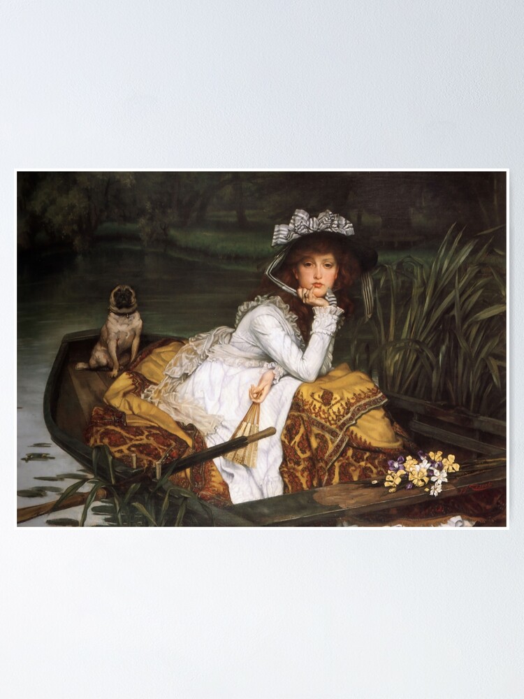 Vintage James Tissot Lady in a Boat 1870 Fine Art