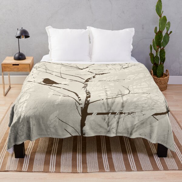 Item preview, Bird in Tree Silhouette Chocolate Brown and Cream Colours designed and sold by jocelynsart.