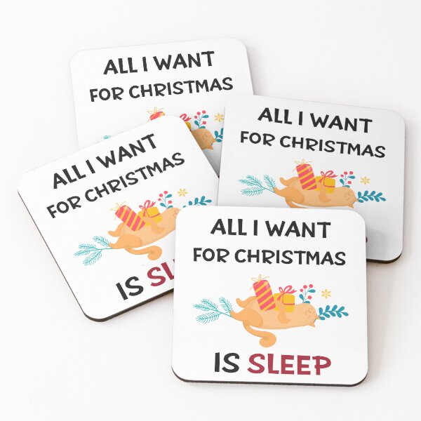 Item preview, All i want for christmas is sleep cat | Merry Christmas funny cats sayings and quotes | gifts for Christmas cat lovers designed and sold by ThanksVibe.