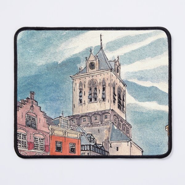 Item preview, Cityhall Delft Netherlands Watercolor Illustration designed and sold by Wall-Art-Sketch.