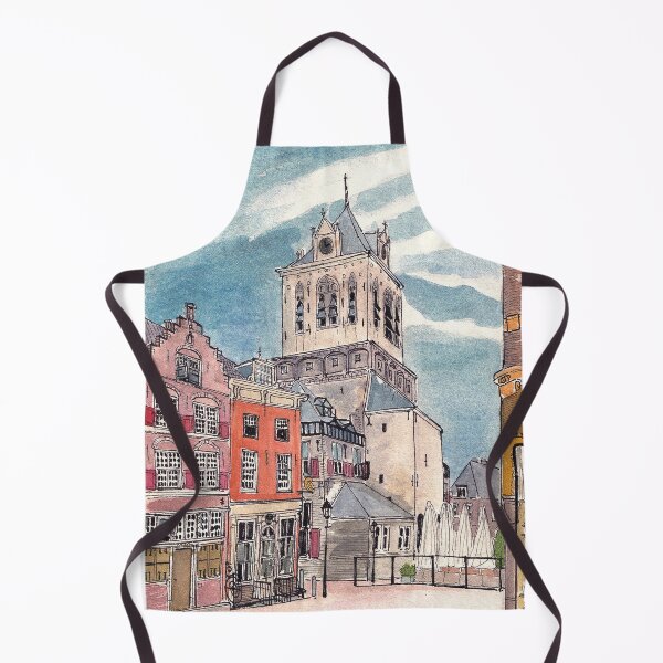 Item preview, Cityhall Delft Netherlands Watercolor Illustration designed and sold by Wall-Art-Sketch.