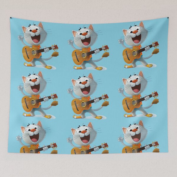 Item preview, Cat playing guitar and singing - funny illustration for cat lovers designed and sold by KOTOdesign.