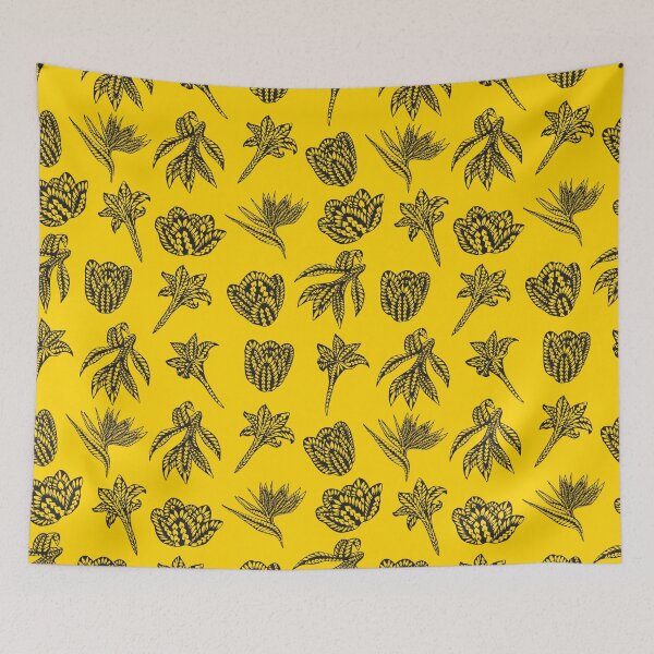 Item preview, Yellow Black Polynesian Geometric Floral Bird Of Paradise Tattoo designed and sold by Ayelet Fleming.