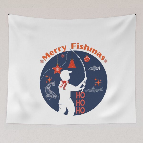 Item preview, Merry Fishmas. Christmas fishing. Time to go fishing. designed and sold by Vantrip.