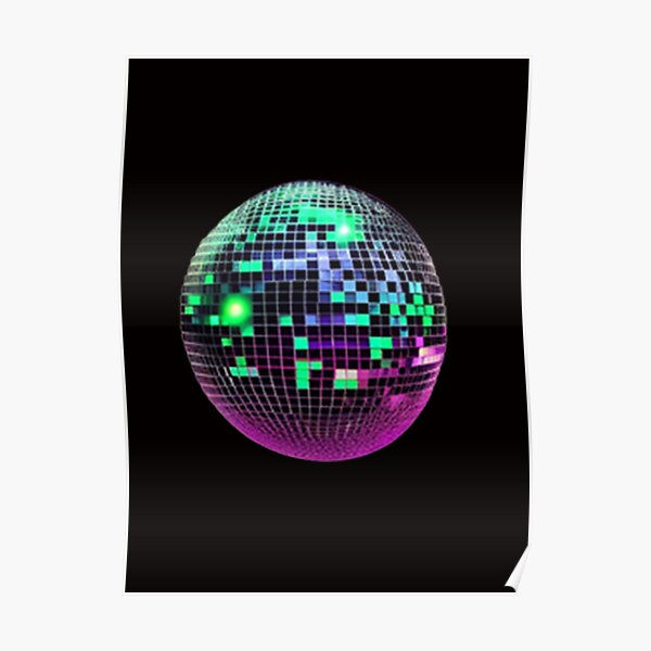 Discokugel mit Neon-Highlights Poster