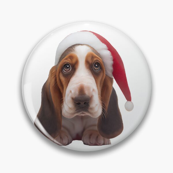 Item preview, Adorable Basset Hound puppy wearing Santa hat designed and sold by Patrick Edwards.
