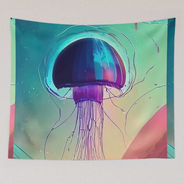 Item preview, Blue jelly fish painting designed and sold by SinghVillasra.