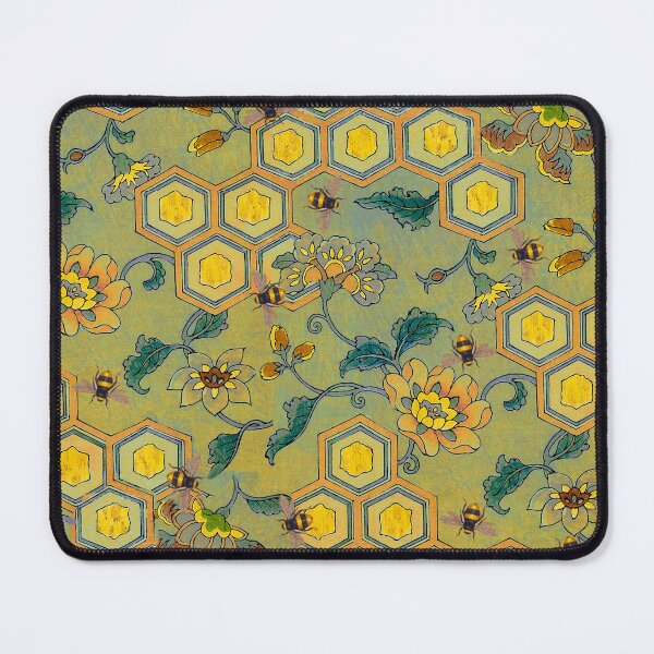 Item preview, HONEY BEES ,BEEHIVES,SPRING FLOWERS YELLOW ORANGE GREEN Beekeeping Floral designed and sold by BulganLumini.