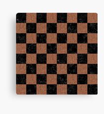 SQUARE1 BLACK MARBLE & BROWN DENIM Canvas Print