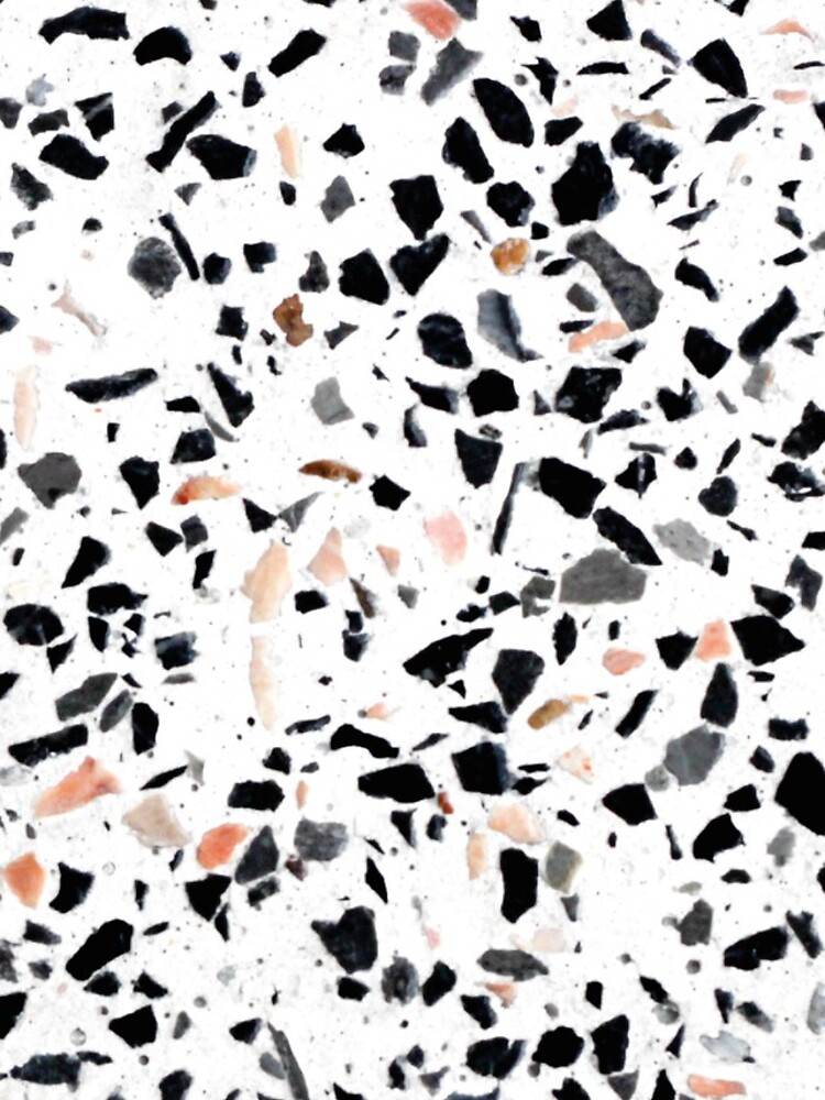 Terrazzo Stone Pattern Black and Orange Peach by 5mmpaper