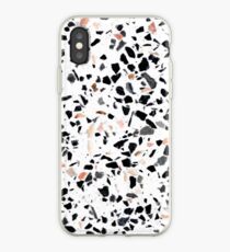 Terrazzo Stone Pattern Schwarz und Orange Pfirsich iPhone-Hülle & Cover
