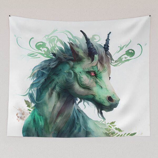 Item preview,  A Green and Gold Watercolor Ancient Chinese Qilin Qirin designed and sold by CGSGraphics.