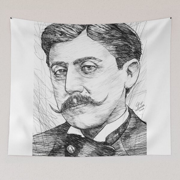 Item preview, MARCEL PROUST black and white pencil portrait designed and sold by lautir.