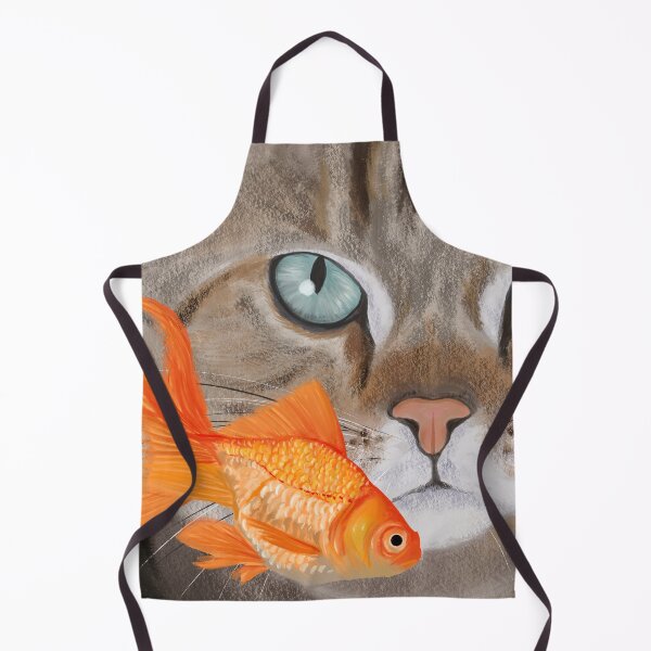 Item preview, Curious Cat with Goldfish designed and sold by Zurickdesigns.