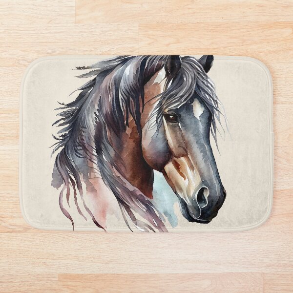 Aperçu de l'œuvre Tête de cheval bai, peinture à l'aquarelle créée et vendue par KOTOdesign.