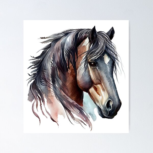 Artikelvorschau, Bay Pferd Kopf Kunst, Aquarell-Malerei entworfen und verkauft von KOTOdesign.