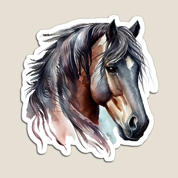 Item preview, Bay Horse Head Art, Watercolor Painting designed and sold by KOTOdesign.