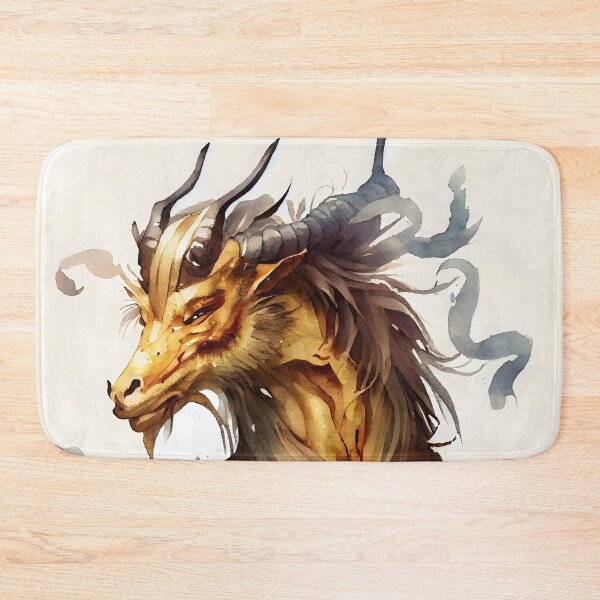 Item preview, Ancient Chinese Qilin Qirin  Gold and Beige Watercolor  designed and sold by CGSGraphics.