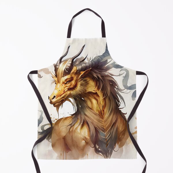 Item preview, Ancient Chinese Qilin Qirin Gold and Beige Watercolor designed and sold by CGSGraphics.