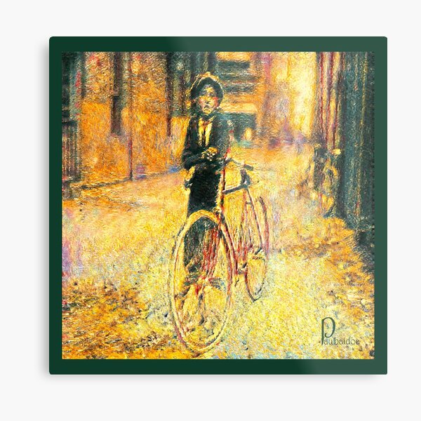 Boy and Bike Metal Print