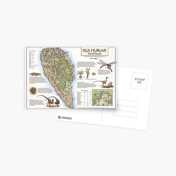 Vista previa del artículo con la obra «Guía de campo Isla Nublar - Mapa de Parque Jurásico», diseñado y vendido por The Last Mapmaker  - Filippo Vanzo.