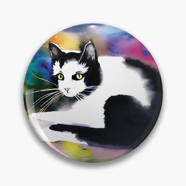 Item preview, black and white cat watercolor AI designed and sold by SBlagojevic.