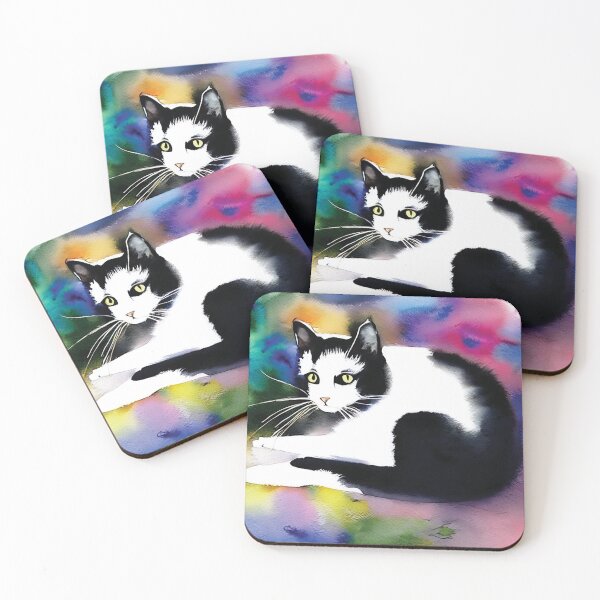 Item preview, black and white cat watercolor AI designed and sold by SBlagojevic.