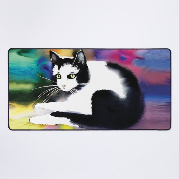 Item preview, black and white cat watercolor AI designed and sold by SBlagojevic.