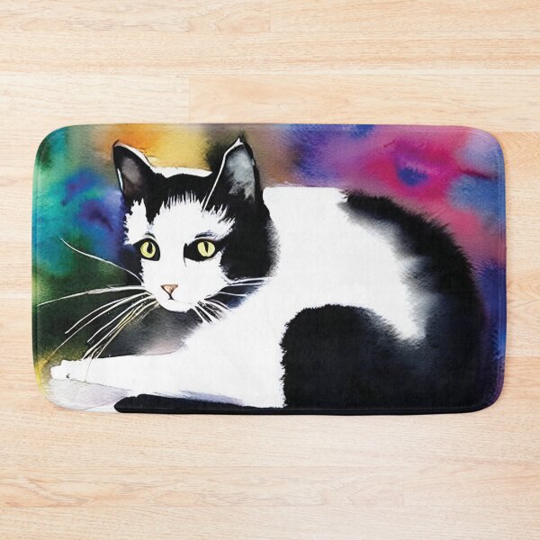 Item preview, black and white cat watercolor AI designed and sold by SBlagojevic.
