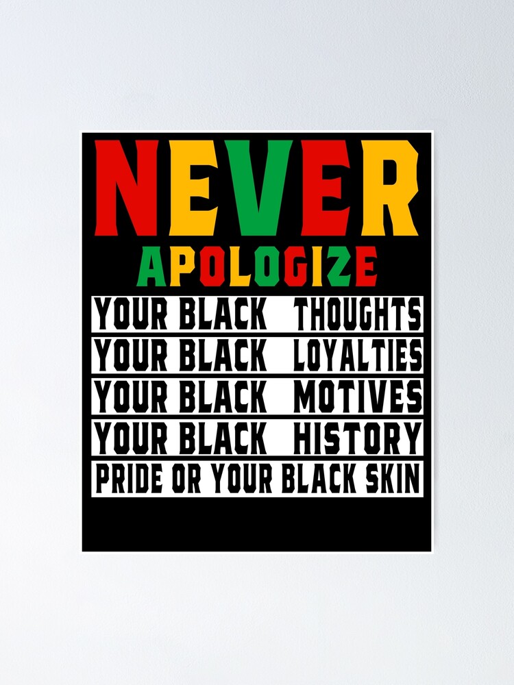 Never Apologize Black History Month Blm Melanin Pride Afro Poster